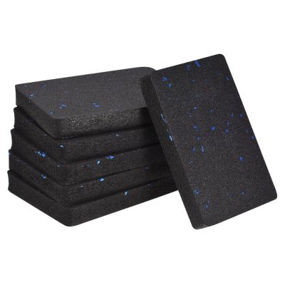 uxcell Treadmill Mat-4.7"x3.2" Exercise Equipment Mat for Floor Protection Sound Reduction, Black Blue 6Pcs