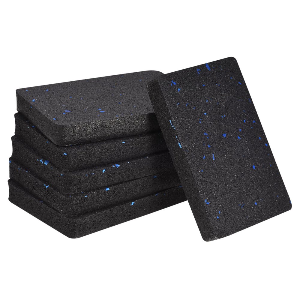 uxcell Treadmill Mat-4.7"x3.2" Exercise Equipment Mat for Floor Protection Sound Reduction, Black Blue 6Pcs