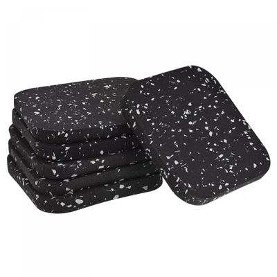 uxcell Treadmill Mat-3.9"x3.9" Exercise Equipment Mat for Floor Protection Sound Reduction, Black White 6Pcs
