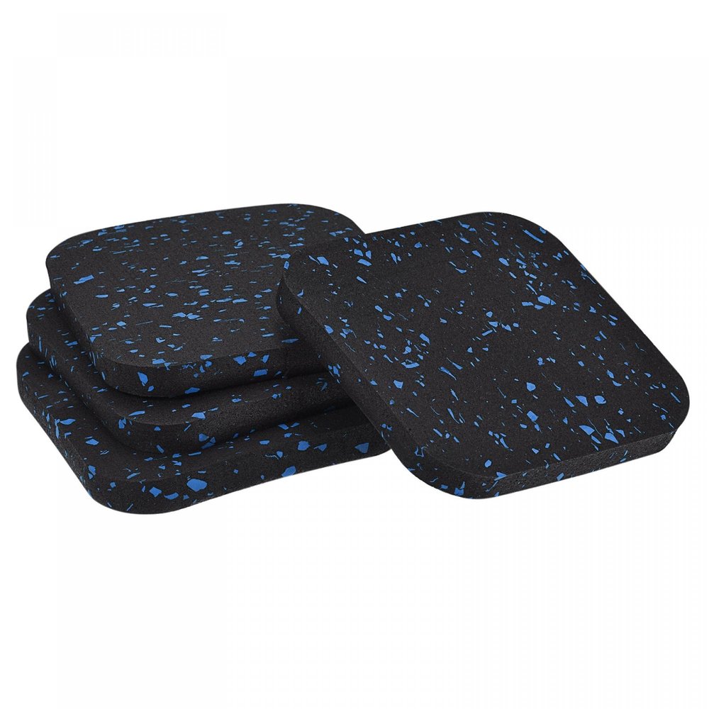 uxcell Treadmill Mat-3.9"x3.9" Exercise Equipment Mat for Floor Protection Sound Reduction, Black Blue 4Pcs