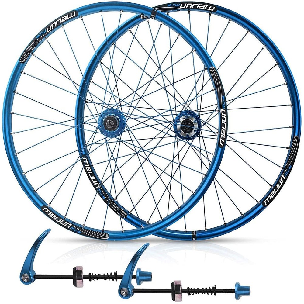 Wheelset 26Inch Bicycle Wheelset,Double Wall Alloy Rims Disc Brake 32H MTB Bike Front and Rear Wheel Cassette Fiywheel Hub 7/8/9/10 Speed Road Wheel (Color : Blue, Size : 26inch)