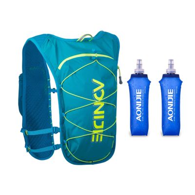 Hydration Pack Backpack 5L Running Hydration Vest Cycling Water Rucksack Trail Marathon Race Ultra Light with 2 Bottles 500ml Green