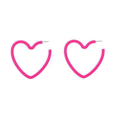 1/2/3 Pairs Set Star Heart Triangle 80 90s Colorful Stud Hoop Dangle Earrings Neon Retro Earrings for Women Jewelry Geometric Matte Bright Fluorescence Costume-Pink Heart