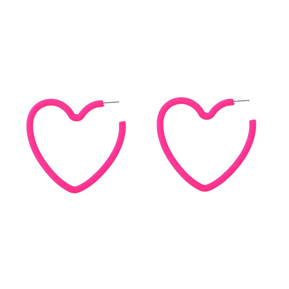 1/2/3 Pairs Set Star Heart Triangle 80 90s Colorful Stud Hoop Dangle Earrings Neon Retro Earrings for Women Jewelry Geometric Matte Bright Fluorescence Costume-Pink Heart