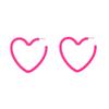 1/2/3 Pairs Set Star Heart Triangle 80 90s Colorful Stud Hoop Dangle Earrings Neon Retro Earrings for Women Jewelry Geometric Matte Bright Fluorescence Costume-Pink Heart view 1