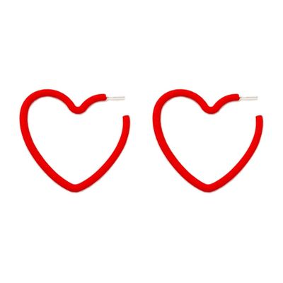 1/2/3 Pairs Set Star Heart Triangle 80 90s Colorful Stud Hoop Dangle Earrings Neon Retro Earrings for Women Jewelry Geometric Matte Bright Fluorescence Costume-Red Heart