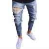 Maiyifu-GJ Men's Ripped Skinny Slim Jeans Destroyed Ankle Zipper Denim Pencil Pants Distressed Tapered Leg Jean Trousers (Light Blue,Small) view 1