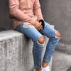 Maiyifu-GJ Men's Ripped Skinny Slim Jeans Destroyed Ankle Zipper Denim Pencil Pants Distressed Tapered Leg Jean Trousers (Light Blue,Small) view 3