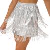 YONGHS Women's Glossy Sequin Tassel Skirts Multilayer Belly Dance Hip Skirt Rave Festival Bottoms Silver Large view 2