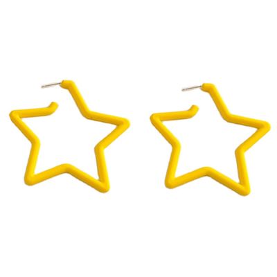 1/2/3 Pairs Set Star Heart Triangle 80 90s Colorful Stud Hoop Dangle Earrings Neon Retro Earrings for Women Jewelry Geometric Matte Bright Fluorescence Costume-Star Yellow