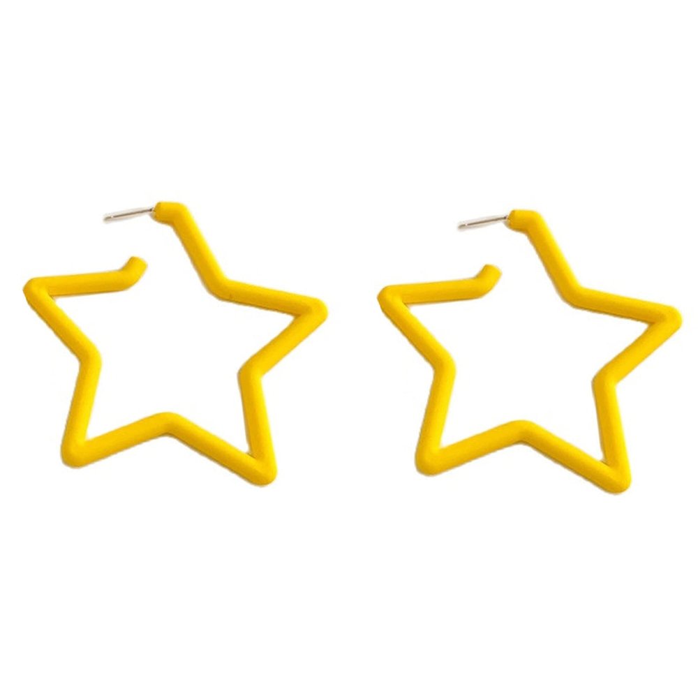 1/2/3 Pairs Set Star Heart Triangle 80 90s Colorful Stud Hoop Dangle Earrings Neon Retro Earrings for Women Jewelry Geometric Matte Bright Fluorescence Costume-Star Yellow