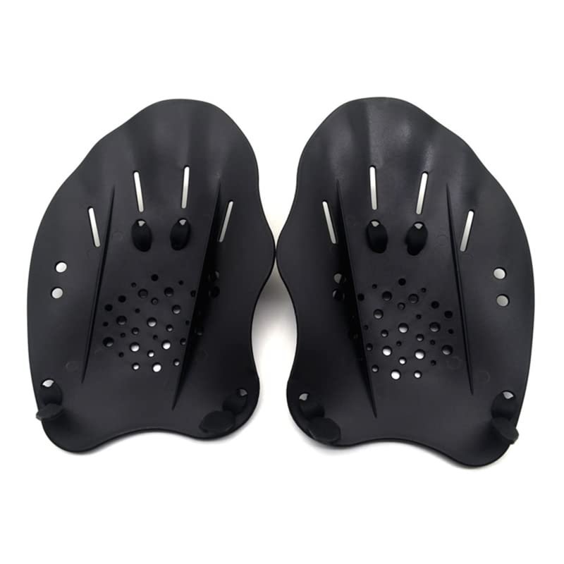 Kocome Swimming Paddles w/ Adjustable Straps Professional Swim Hand Paddles Swimming Fins for Training Power Strength Technique Black