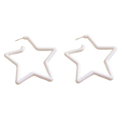 1/2/3 Pairs Set Star Heart Triangle 80 90s Colorful Stud Hoop Dangle Earrings Neon Retro Earrings for Women Jewelry Geometric Matte Bright Fluorescence Costume-Star White