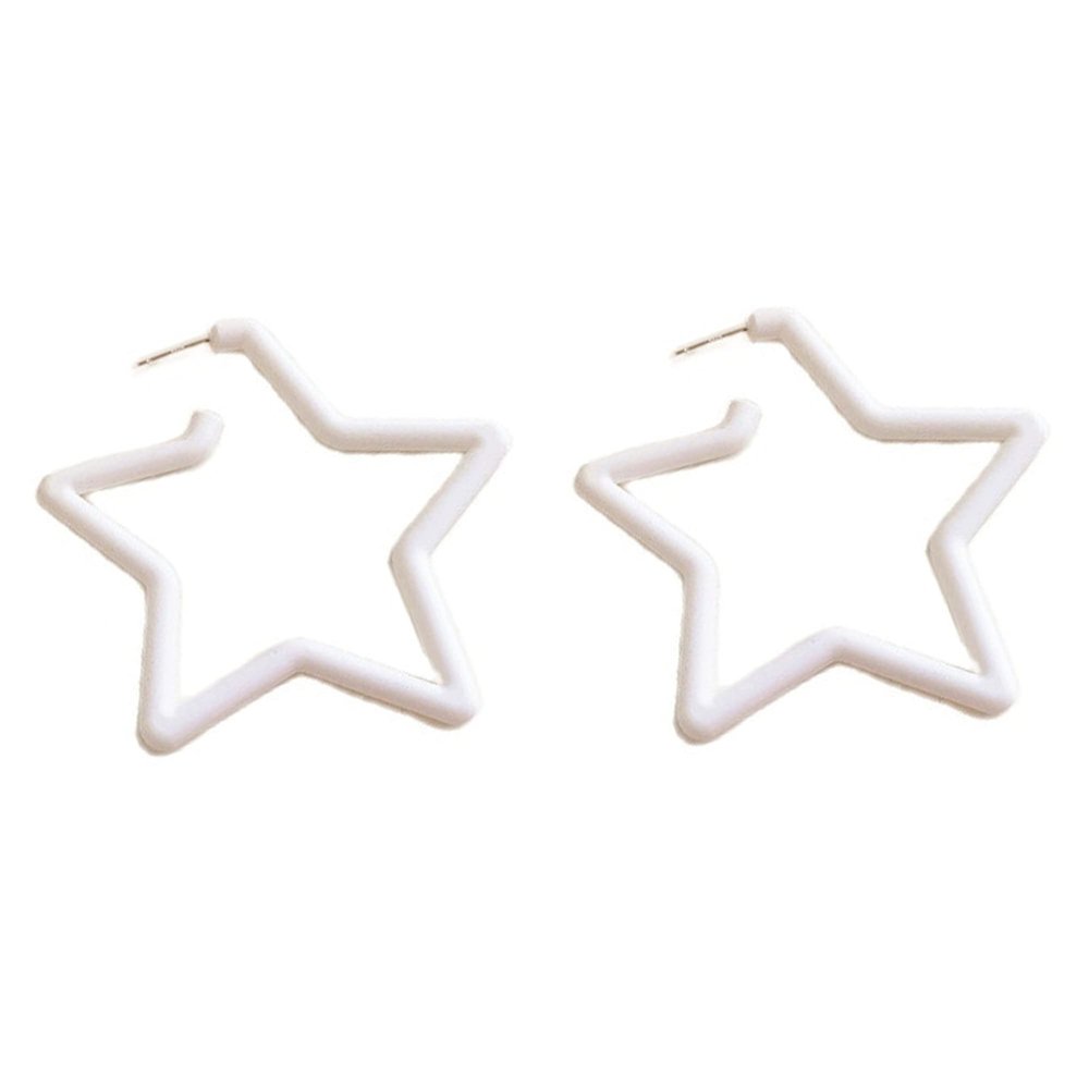 1/2/3 Pairs Set Star Heart Triangle 80 90s Colorful Stud Hoop Dangle Earrings Neon Retro Earrings for Women Jewelry Geometric Matte Bright Fluorescence Costume-Star White