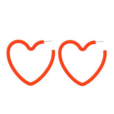 1/2/3 Pairs Set Star Heart Triangle 80 90s Colorful Stud Hoop Dangle Earrings Neon Retro Earrings for Women Jewelry Geometric Matte Bright Fluorescence Costume-Orange Heart