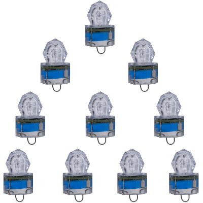 Edearkar LED Fishing Light (10-Pack) Underwater Deep Drop Lights Waterproof Diamond Tubular Underwater Fishing Lure Blue Light Attractants for Tuna Swordfish