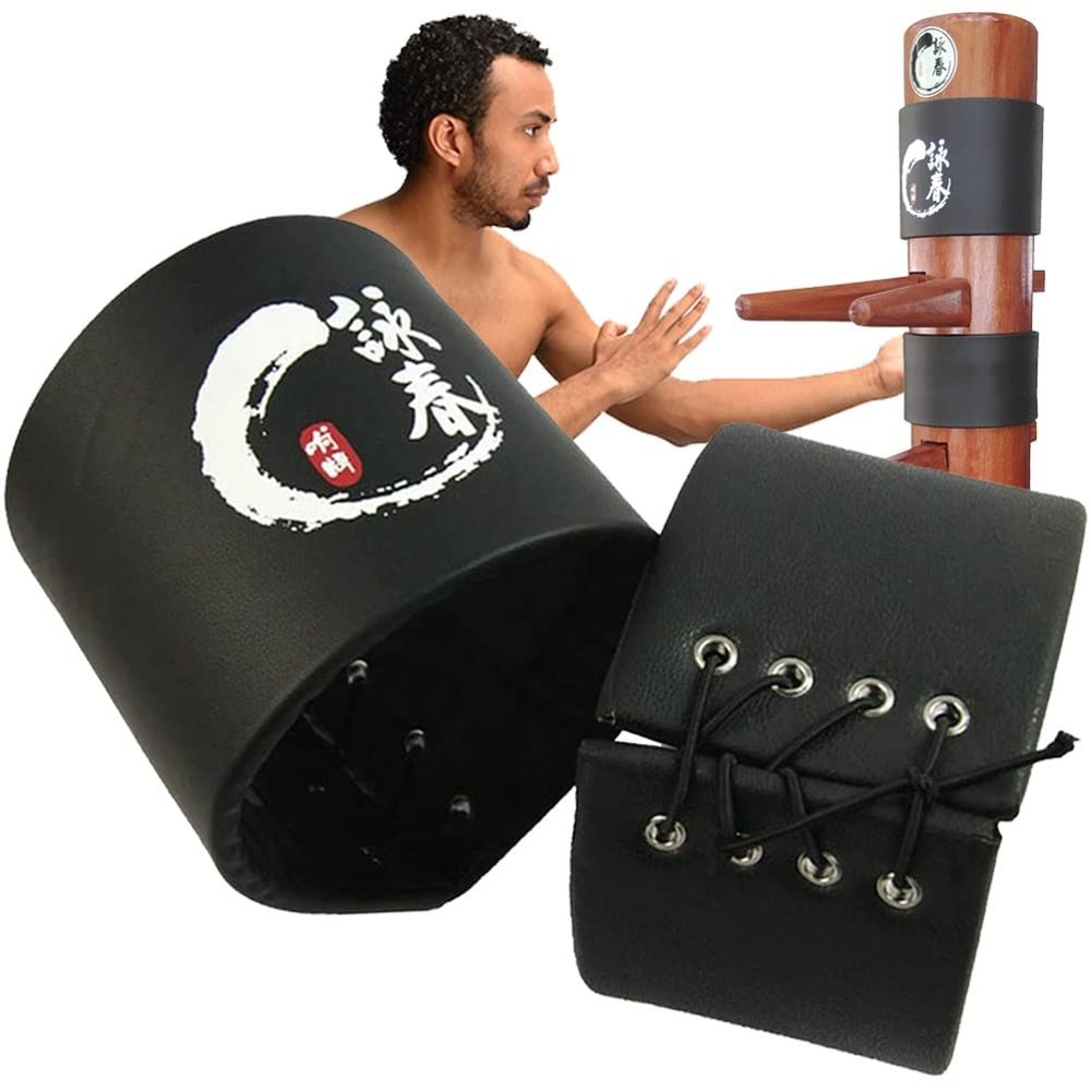 DYK&NX Wing Chun Wooden Dummy Punch Pad, Wing Chun Kung Fu Wooden Dummy Head Pad, 2 in 1 Set for Training Boxing Kung Fu Kick