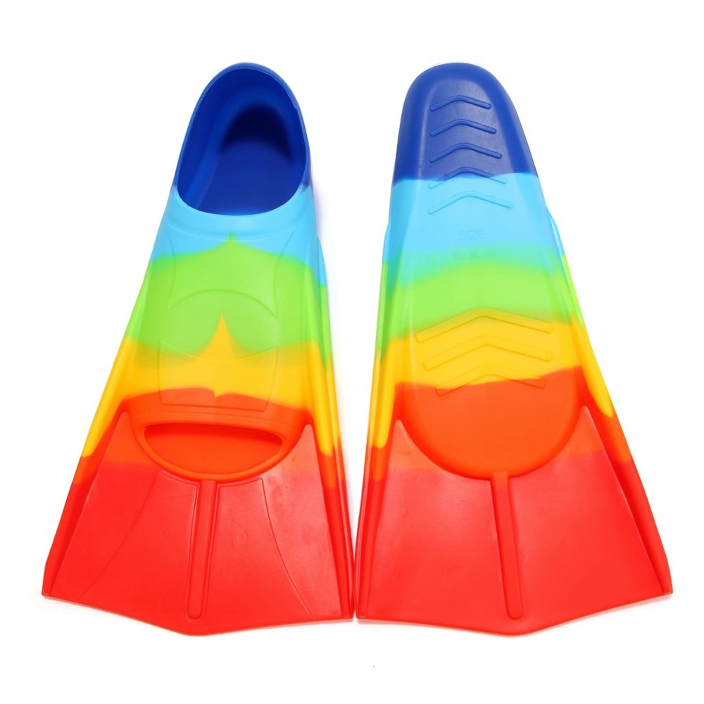 Azuunye Kids Swim Fins, Short Blade Non-Slip Heel Pool Training Flippers for Youth Lightweight Design Small