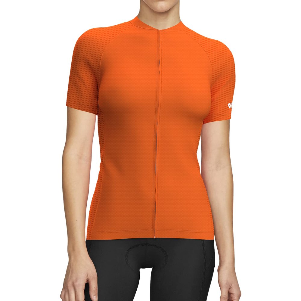 Biking Shirts Women Bicycle Shirts Women Casual Womens Cycling Jersey Short Sleeve Full Zip Orange