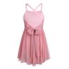 vastwit Kids Girls Glittery Mesh Ballet Latin Dance Leotard Spaghetti Shoulder Straps Gymnastics Dresses Pearl Pink 12 Years view 2
