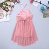 vastwit Kids Girls Glittery Mesh Ballet Latin Dance Leotard Spaghetti Shoulder Straps Gymnastics Dresses Pearl Pink 12 Years view 4