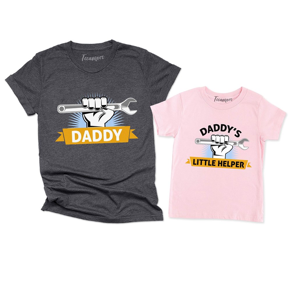 TEEAMORE Daddy's Little Helper Shirt Matching Father and Sons Mechanic Graphic Toddler T-Shirts Dark Grey Heather