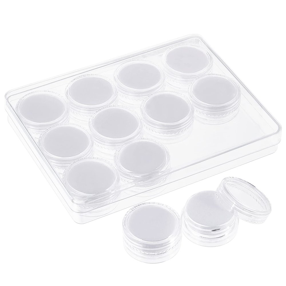 NBEADS Diamond Gemstone Display Box, Plastic Jewelry Display Box 12 Pcs Column Show Container with Foam Mat and Rectangle External Packing Box for Bare Stone, Diamond, White