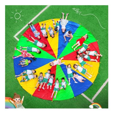 Solitaries Children Rainbow Playing with Parachute, Parent-Child Interaction, Birthday Party Multiplayer Cooperative Game