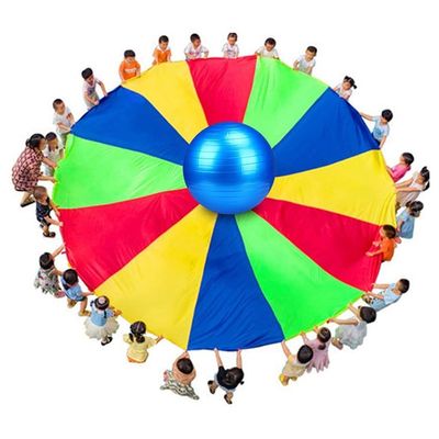 Solitaries Children Rainbow with Handle Playing with Parachute, Outdoor Kindergarten Arm Strength Parachute Toy (Color : Diameter, Size : 6m)