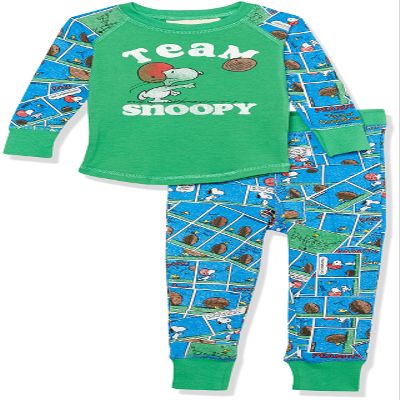 Munki Munki Youth Tight Fitting Long Sleeve Raglan Tee and Pant Vintage Peanuts Pajama Set