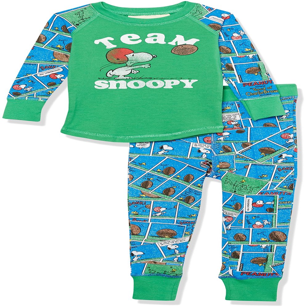 Munki Munki Youth Tight Fitting Long Sleeve Raglan Tee and Pant Vintage Peanuts Pajama Set