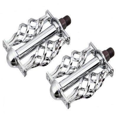 ALTALINE Bicycle Steel Plated Twisted Lowrider Cage Bike Pedals Multiple Colors & Axle Sizes (Chrome, 1/2")