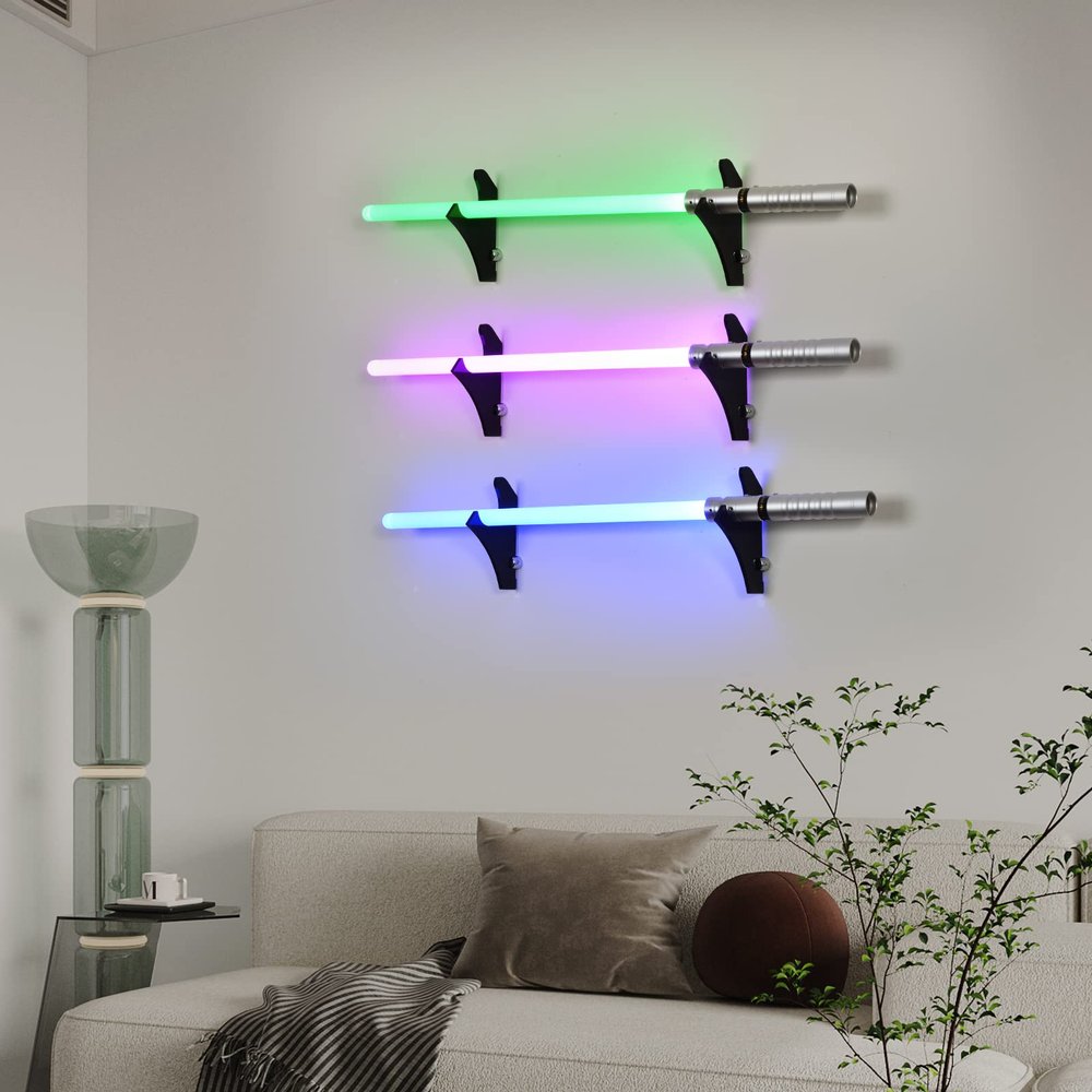 BYTOTU Lightsaber Stand - Wall Mount - Clear Plexiglass - Lightsaber Display (lightsaber not included) (Acrylic- black)