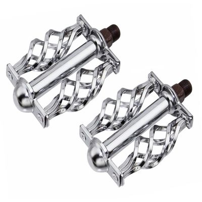 ALTALINE Bicycle Steel Plated Twisted Lowrider Cage Bike Pedals Multiple Colors & Axle Sizes (Chrome, 9/16")