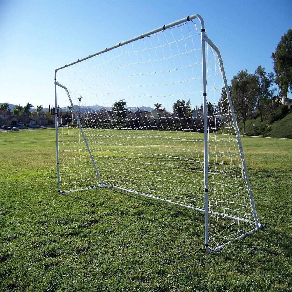Vallerta 12 x 6 Ft. White Powder Coated Galvanized Steel Soccer Goal w/Two Weatherproof Nets. 12x6 Foot AYSO Regulation Size Portable Training Aid. All Weather, One Year Warranty.