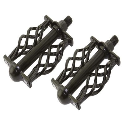 ALTALINE Bicycle Steel Plated Twisted Lowrider Cage Bike Pedals Multiple Colors & Axle Sizes (Black, 1/2")