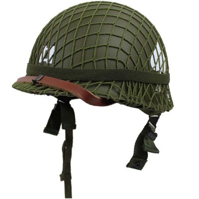 WXKHV WWII US Army M1 Military Helmet Replica for WW2 Gear Uniform - Includes Net Cover, Chin Strap, Cat Eye Belt, and DIY Painting