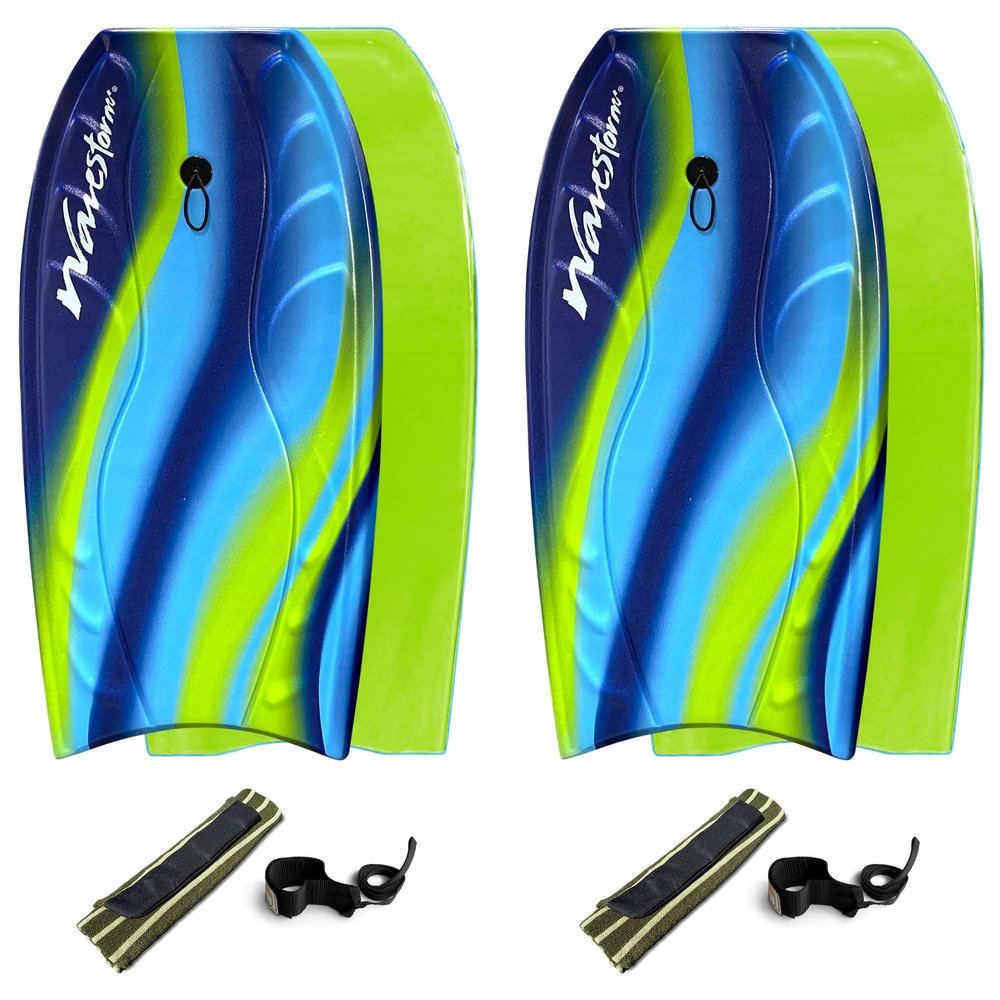 WAVESTORM Foam Bodyboard 40" Complete 2 Pack | Recreational Beginners and All Levels | Contoured Deck and Channel Bottom | for Lake Pool Ocean | Includes Basic Leash, Multi