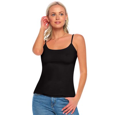 ACTIVE UNIFORMS Women's Soft and Breathable Cotton Stretch Camisole with Adjustable Strap Tank Top (Black, 2X-Large)