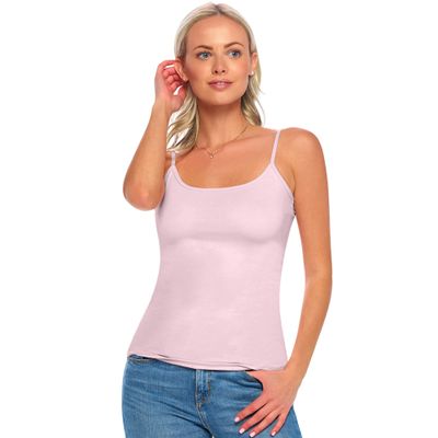 ACTIVE UNIFORMS Women's Soft and Breathable Cotton Stretch Camisole with Adjustable Strap Tank Top (Pink, Large)