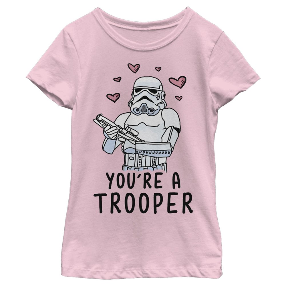 Star Wars Trooper Love Girls Short Sleeve Tee Shirt, Light Pink, Large