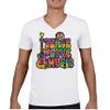 Dean Russo Peace Love Music V-Neck T-Shirt Guitar Happy Good Vibe Tee White Small view 2