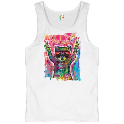 Dean Russo Cosmic Trash Panda Tank Top Funny Weird Hippie Men's Top White Small