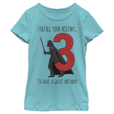 Star Wars Fulfill Birthday Girls Short Sleeve Tee Shirt, Tahiti Blue, Large
