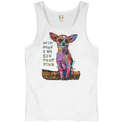 in My Mind I'm Six Foot Five Tank Top Dean Russo Chihuahua Men's Top White Small