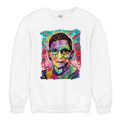 Tee Hunt Dean Russo Ruth Bader Ginsburg Sweatshirt Pop Culture Icon RBG Crewneck White Small