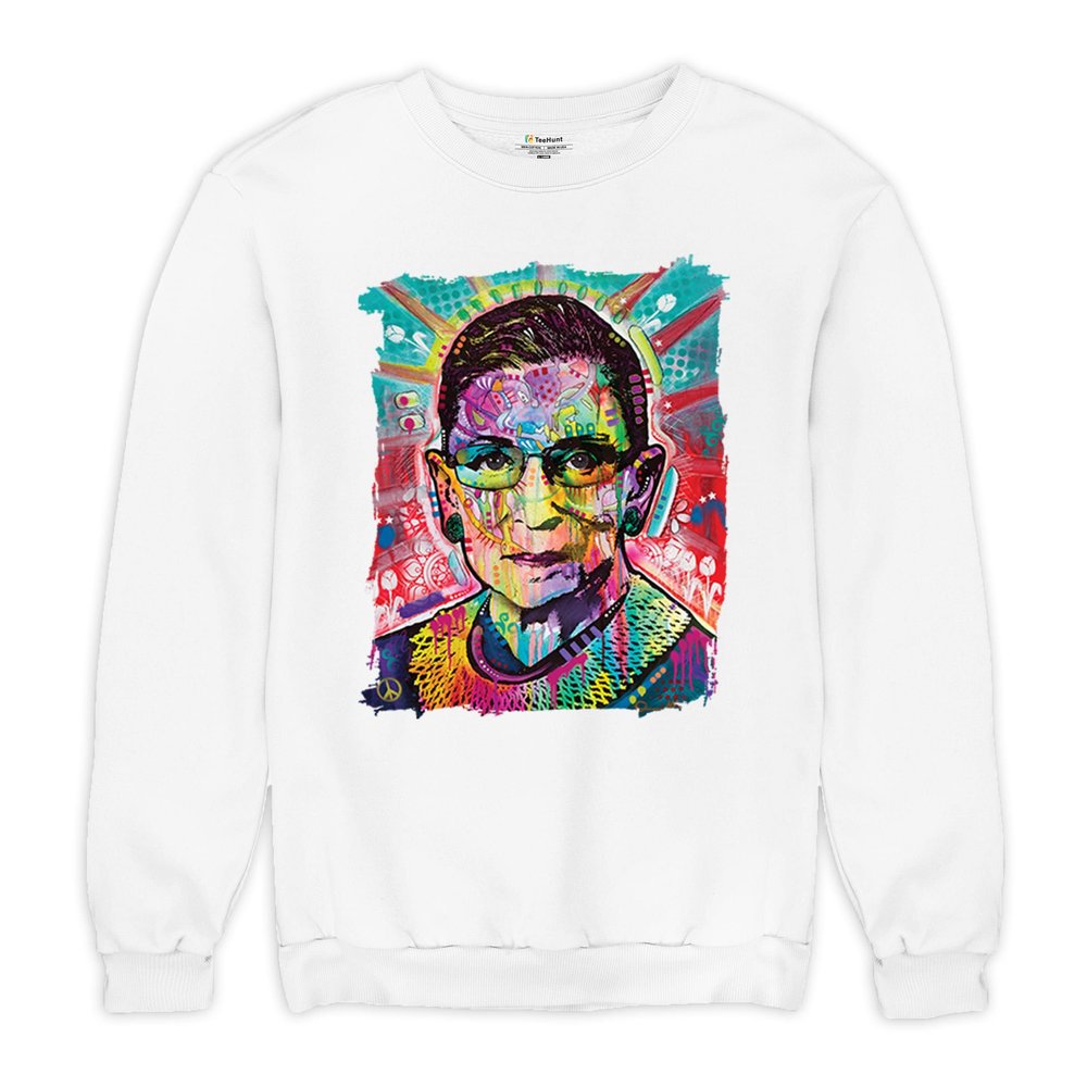 Tee Hunt Dean Russo Ruth Bader Ginsburg Sweatshirt Pop Culture Icon RBG Crewneck White Small