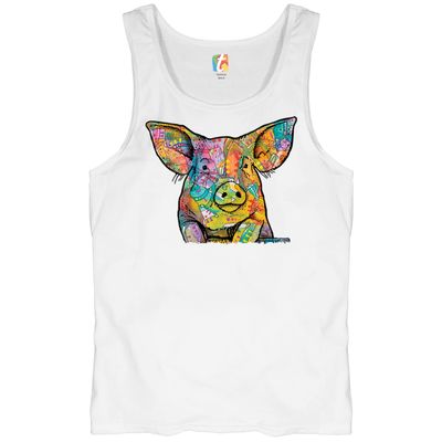 Dean Russo Funny Cute Pig Tank Top Farm Piglet Lover Barn Men's Top White Small