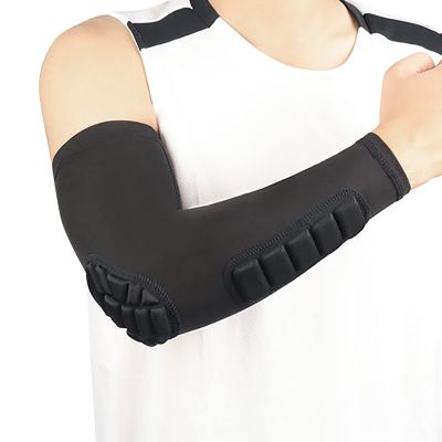 Maois 2 Pack Padded Arm Sleeves, Youth Adult Basketball Shooter Sleeves with Crashproof EVA Pads, Elbow Forearm Compression Protection for Baseball Football Volleyball Cycling, Black