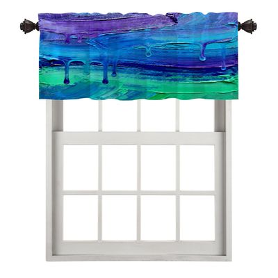 BaoNews Colorful Abstract Oil Kitchen Valances for Windows,Pink Marble Brush Blackout Valances Curtains Multilayer Polyester Drapes for Kitchen Bedroom 1 Pack 52X18 Inches